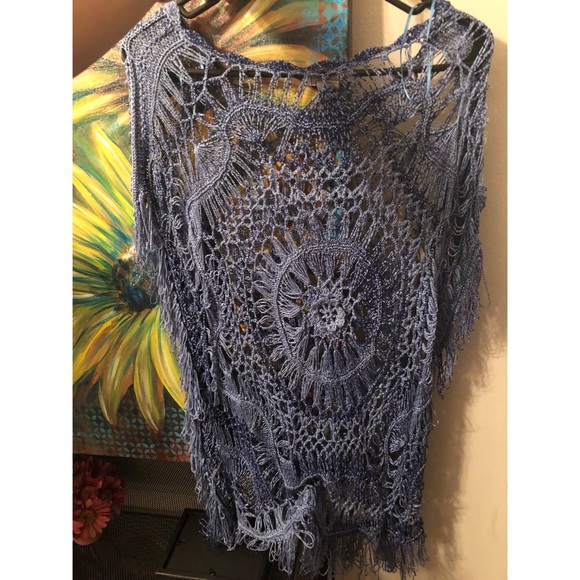 Periwinkle Blue Macrame Top - Picture 2 of 2